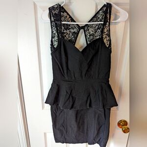 Charlotte Russe Black Peplum Dress - M
